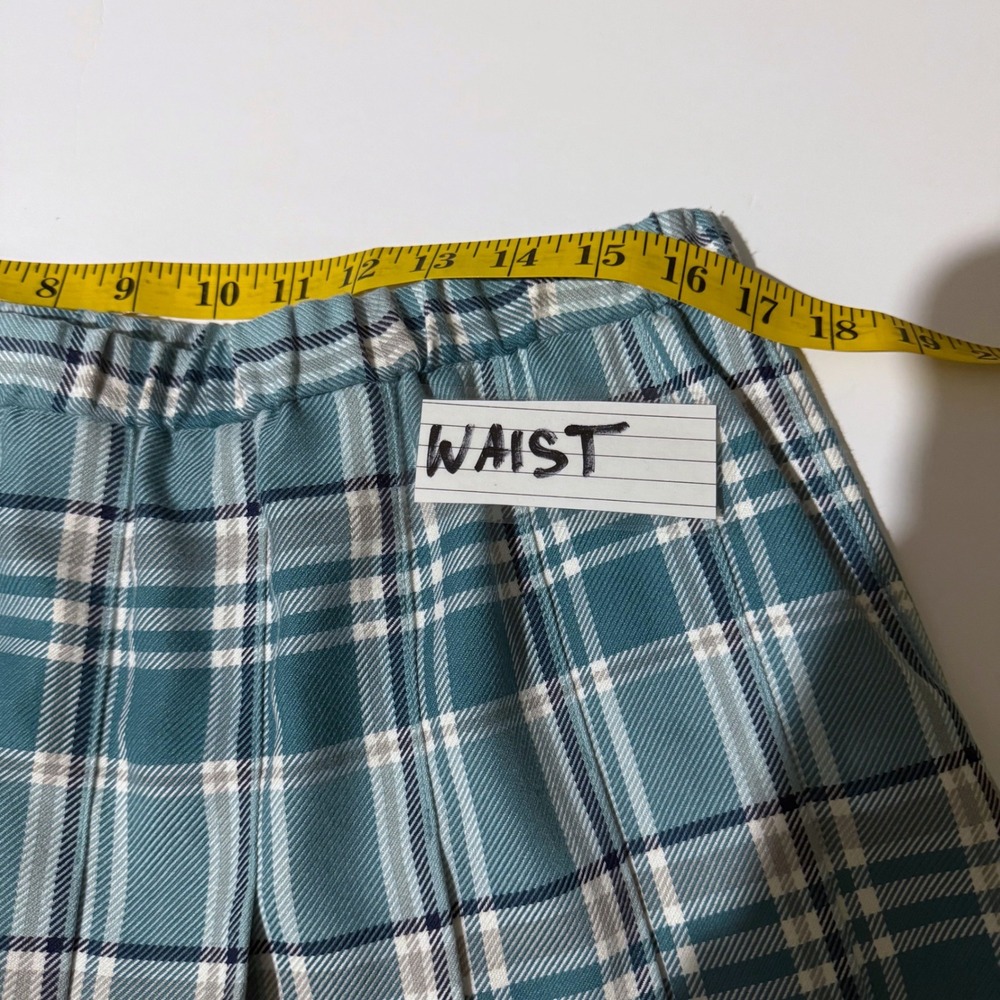 The Tog Shop Pleated Skirt Size 16 Teal Tartan Plaid Midi Elastic Waist Preppy‎ - Picture 6 of 9